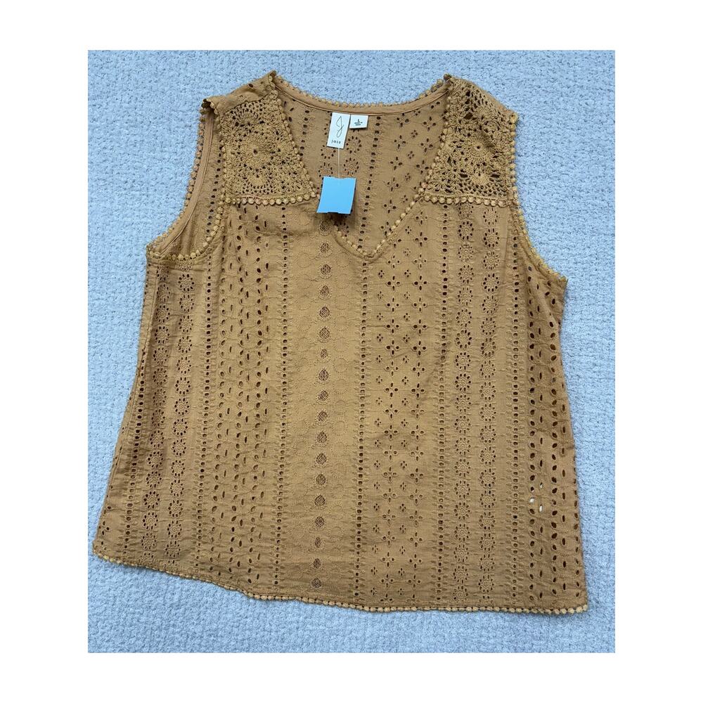 Joie Women's Orange Sleeveless Eyelet Embroidered Shirt Size L #56087